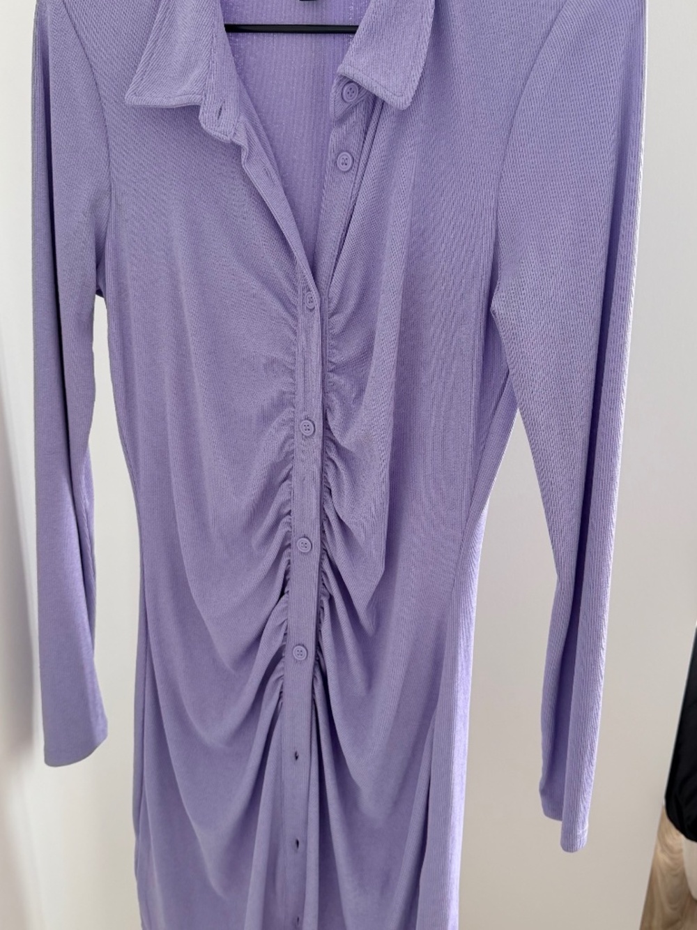 Ribbed Polo Collar Mini Dress